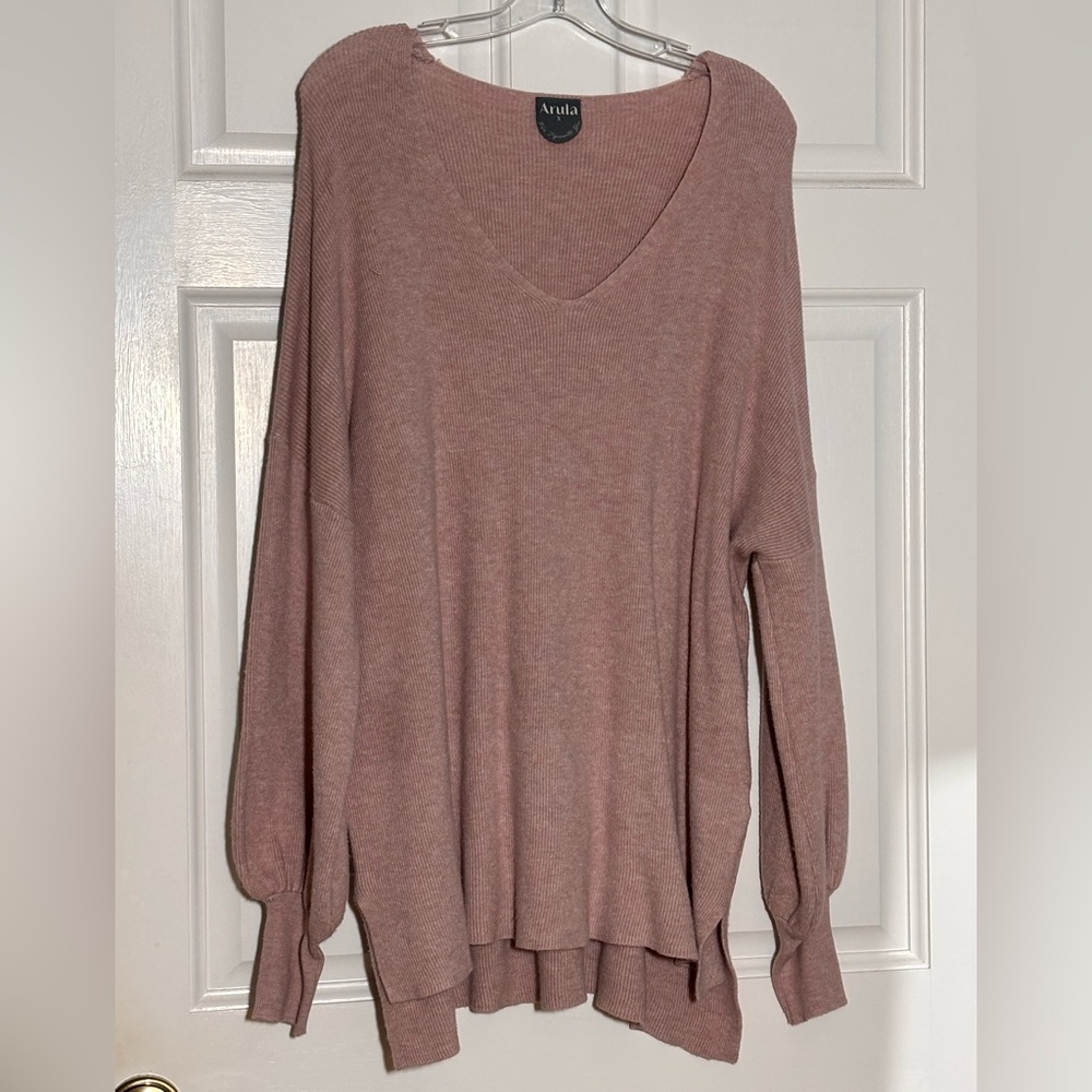 Arula/Altered State Blush Pink Ribbed Knit Sweater Size X/12-14 Oversized Fit